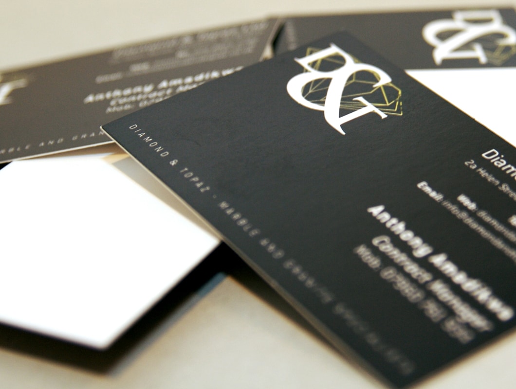 Business cards for Diamond & Topaz stonemasons